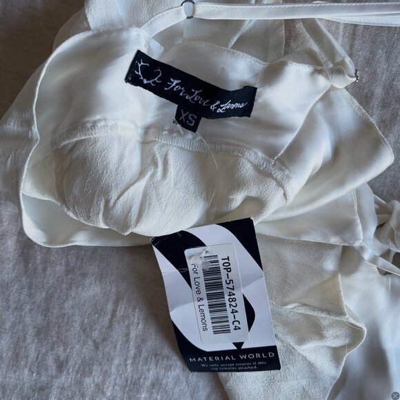 NWT For Love & Lemons Cropped Tie Blouse - Picture 4 of 4